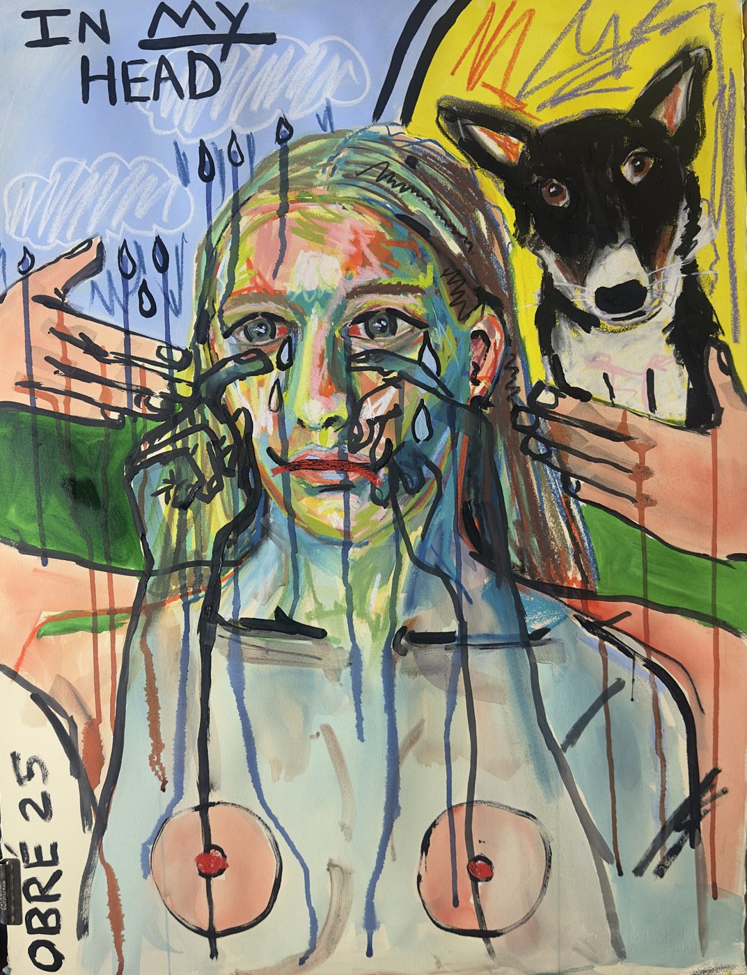 Private portrait, expressive figure study with dog