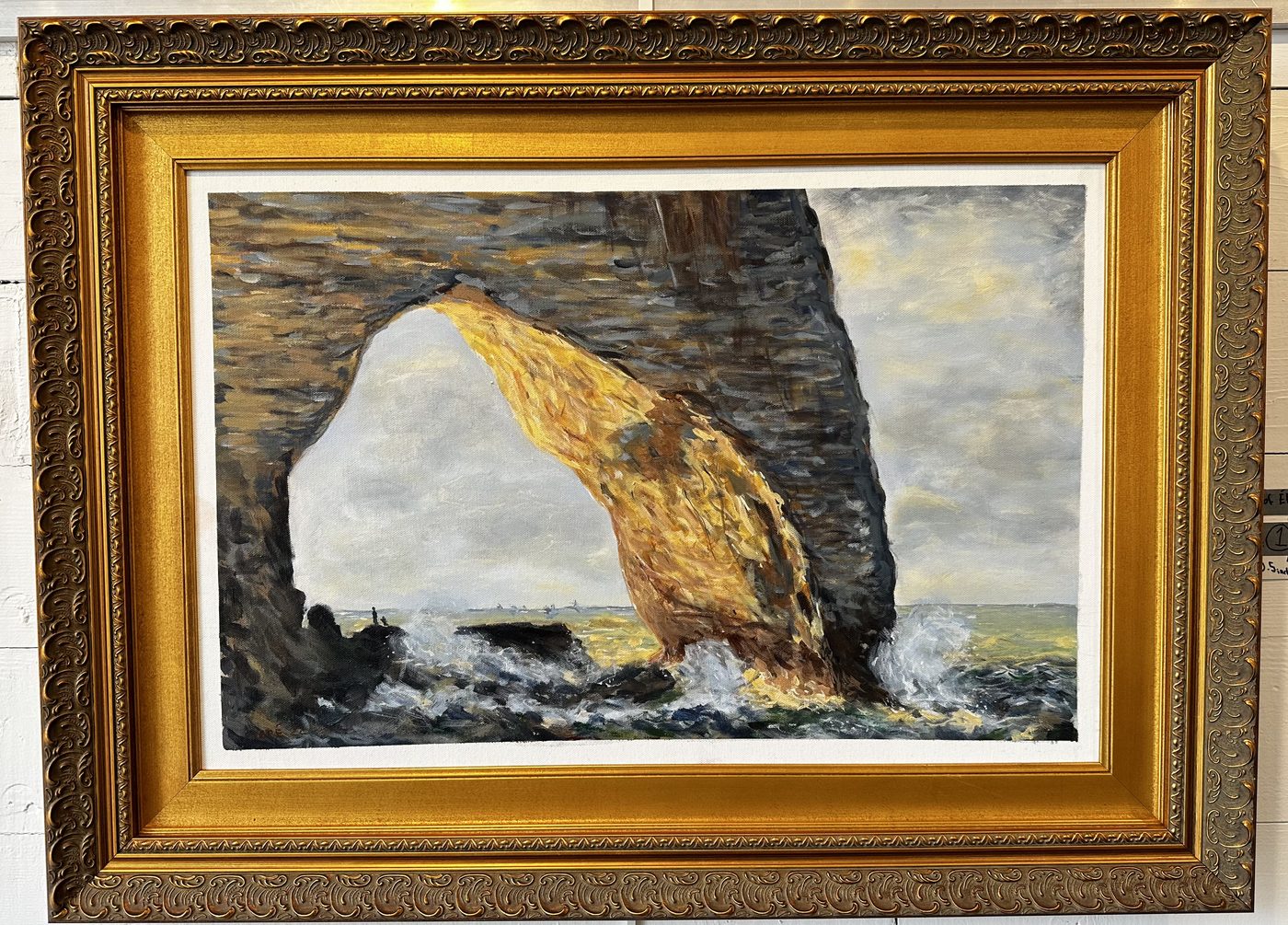 Etretat Study, a master copy of Monet, acrylic painting of the cliffs at Etretat